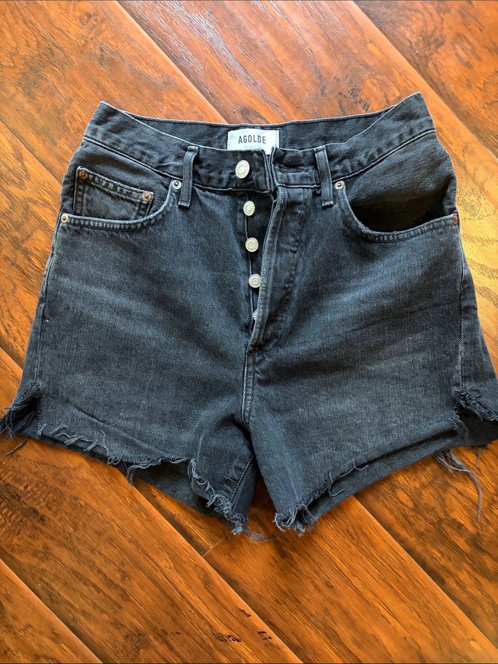 Agolde Black High-Rise Button-Fly Cutoff Shorts
